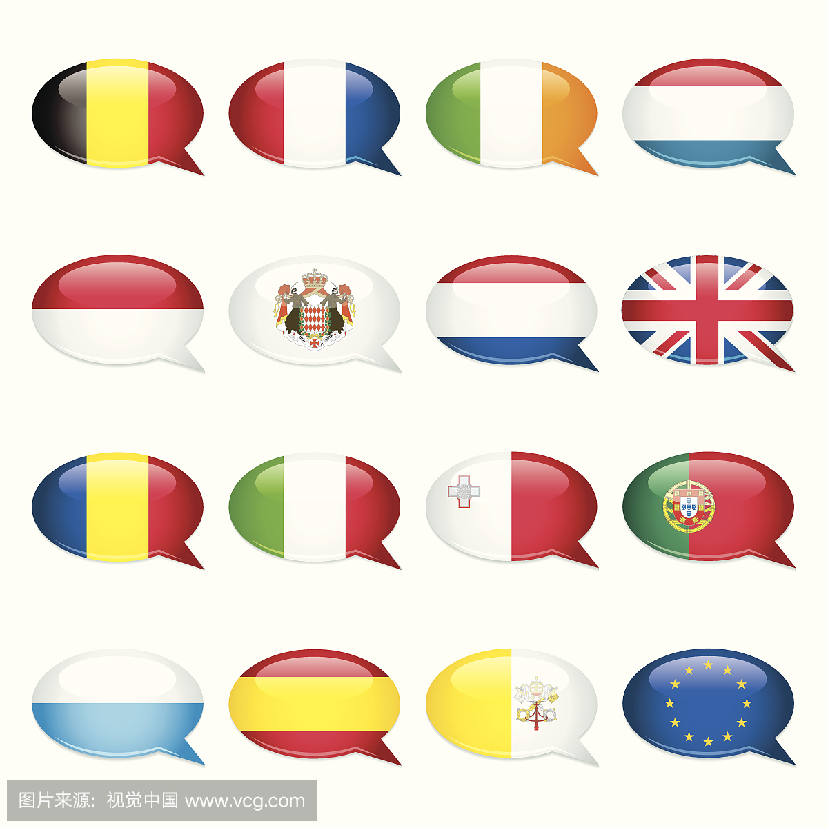 西欧和南欧演讲泡泡旗帜