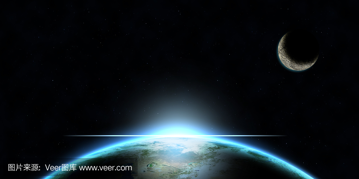 行星地球与发光3D插图(由NASA提供的这个图
