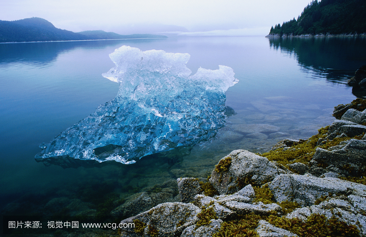 搁浅的玻璃冰山,猎人湾,Muir入口。