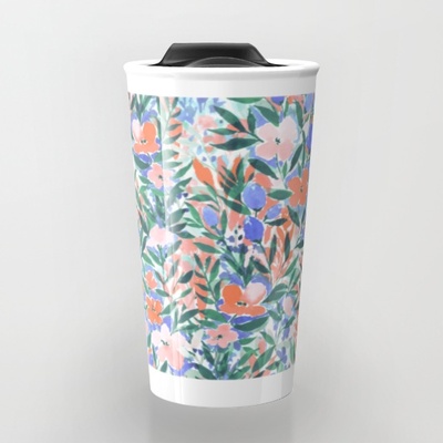 Nonchalant Coral Travel Mug by Jacqueline Ma Nonchalant Coral Travel Mug by Jacqueline Ma