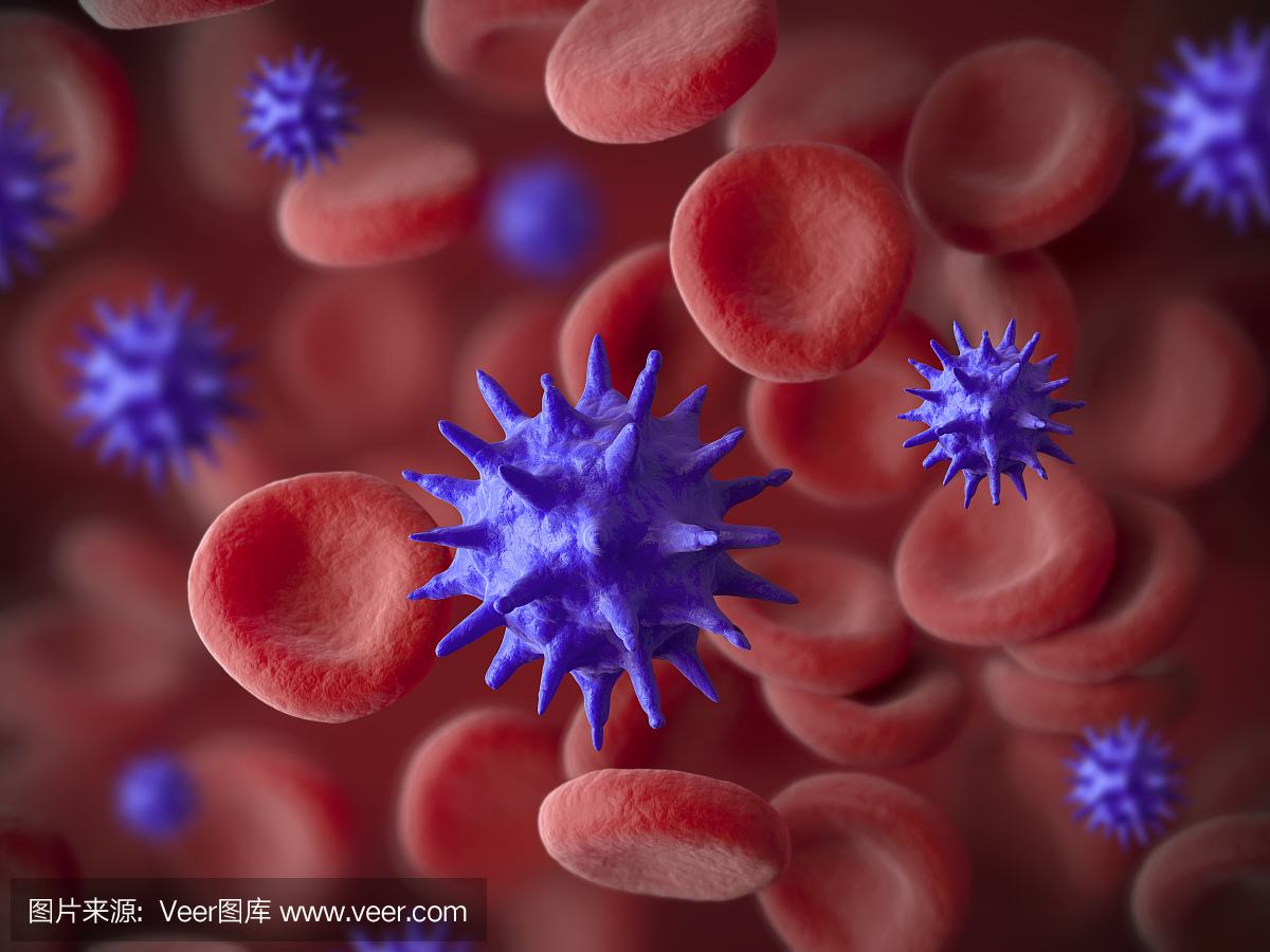 红细胞和病毒细胞,3d图