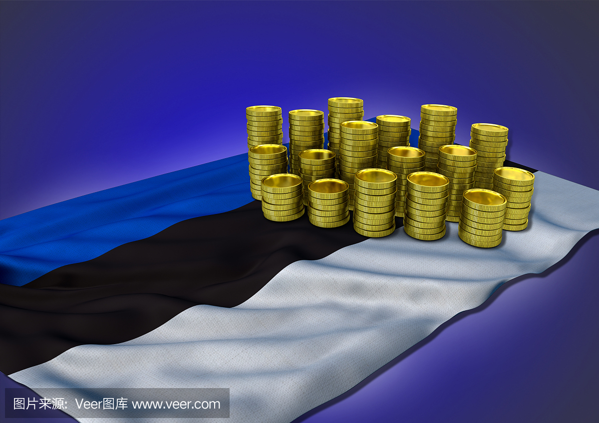 爱沙尼亚经济概念与国旗和金币
