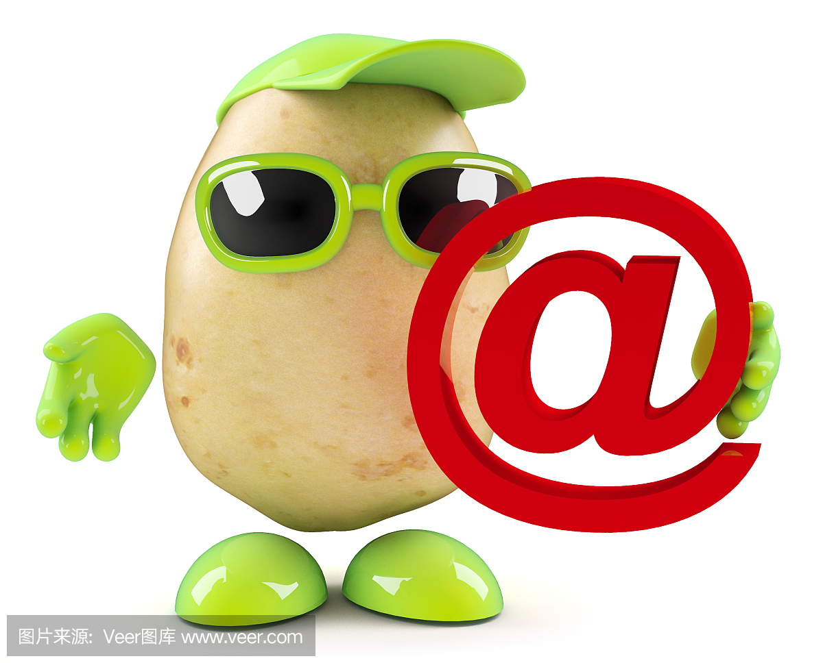 3d土豆拿着电子邮件地址符号