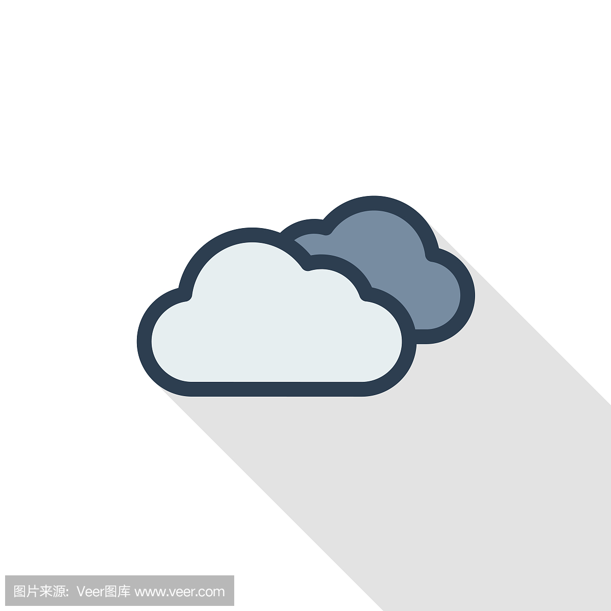 cloudy weather thin line flat color icon. Linear ve
