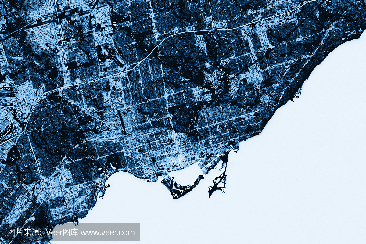 多伦多抽象城市地图顶视图黑暗