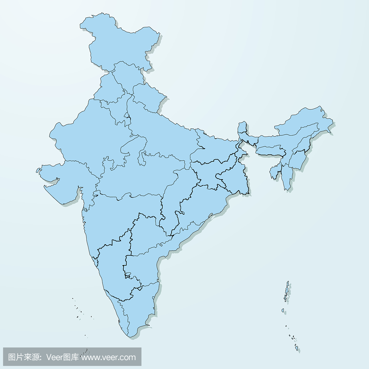 印度地图上蓝色退化背景矢量图