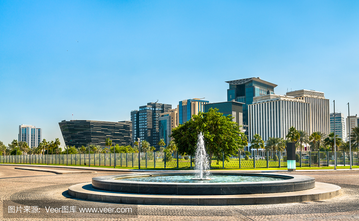 在多哈,卡塔尔的喷泉