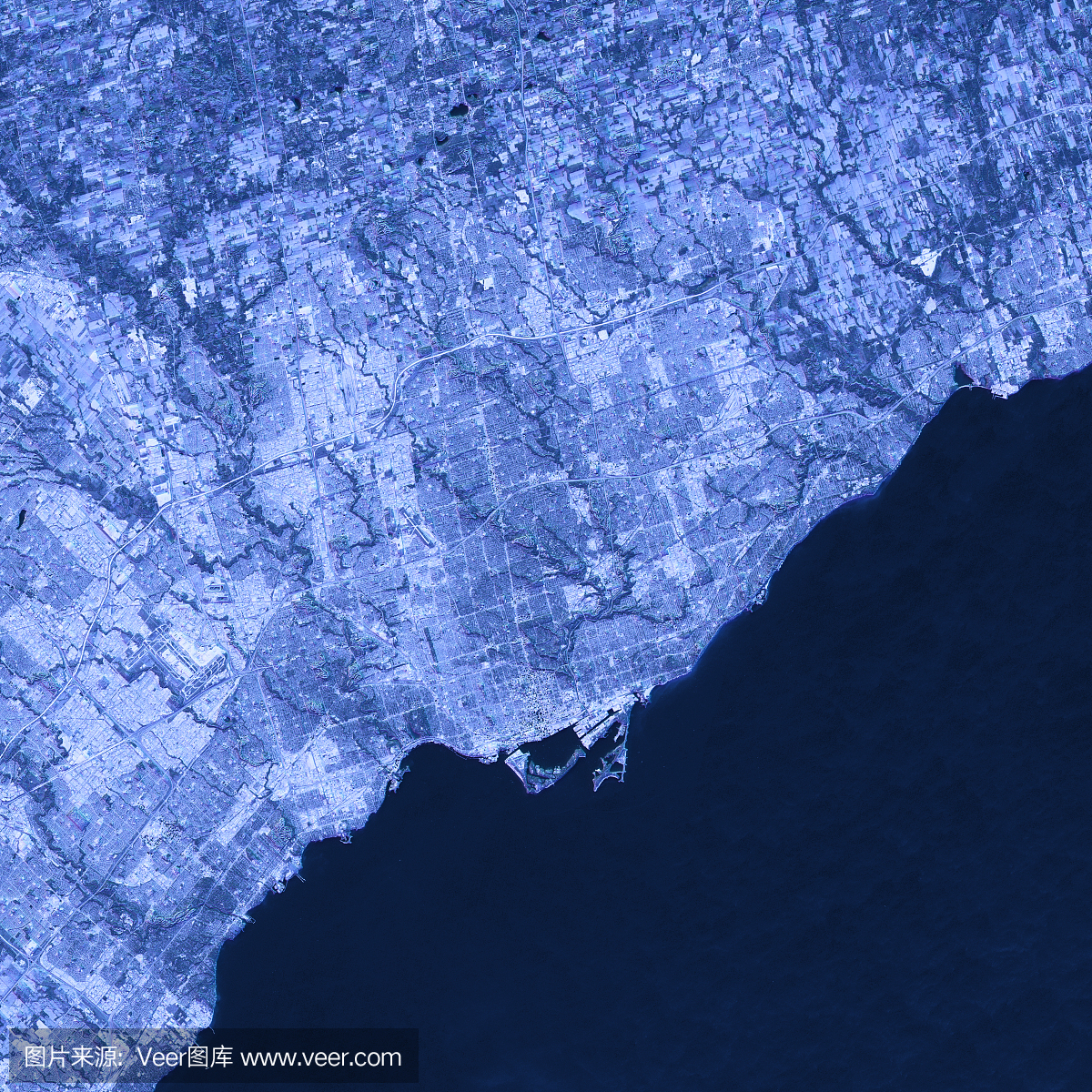 多伦多抽象城市地图卫星图像蓝色