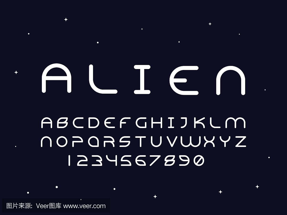 外星人经常字体。矢量字母表