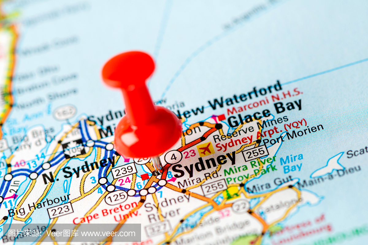 美国首都城市地图系列:悉尼,新斯科舍省