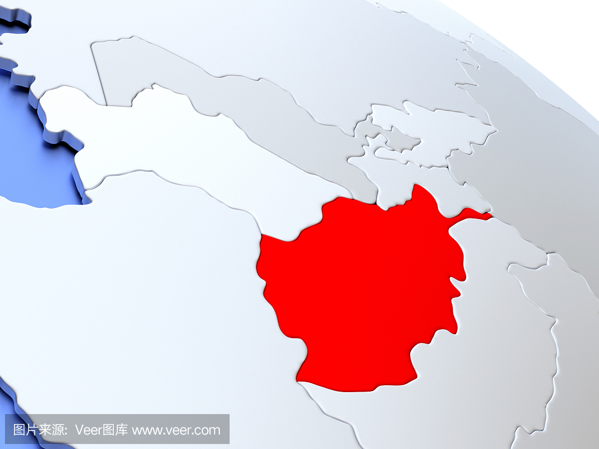 阿富汗在世界地图上