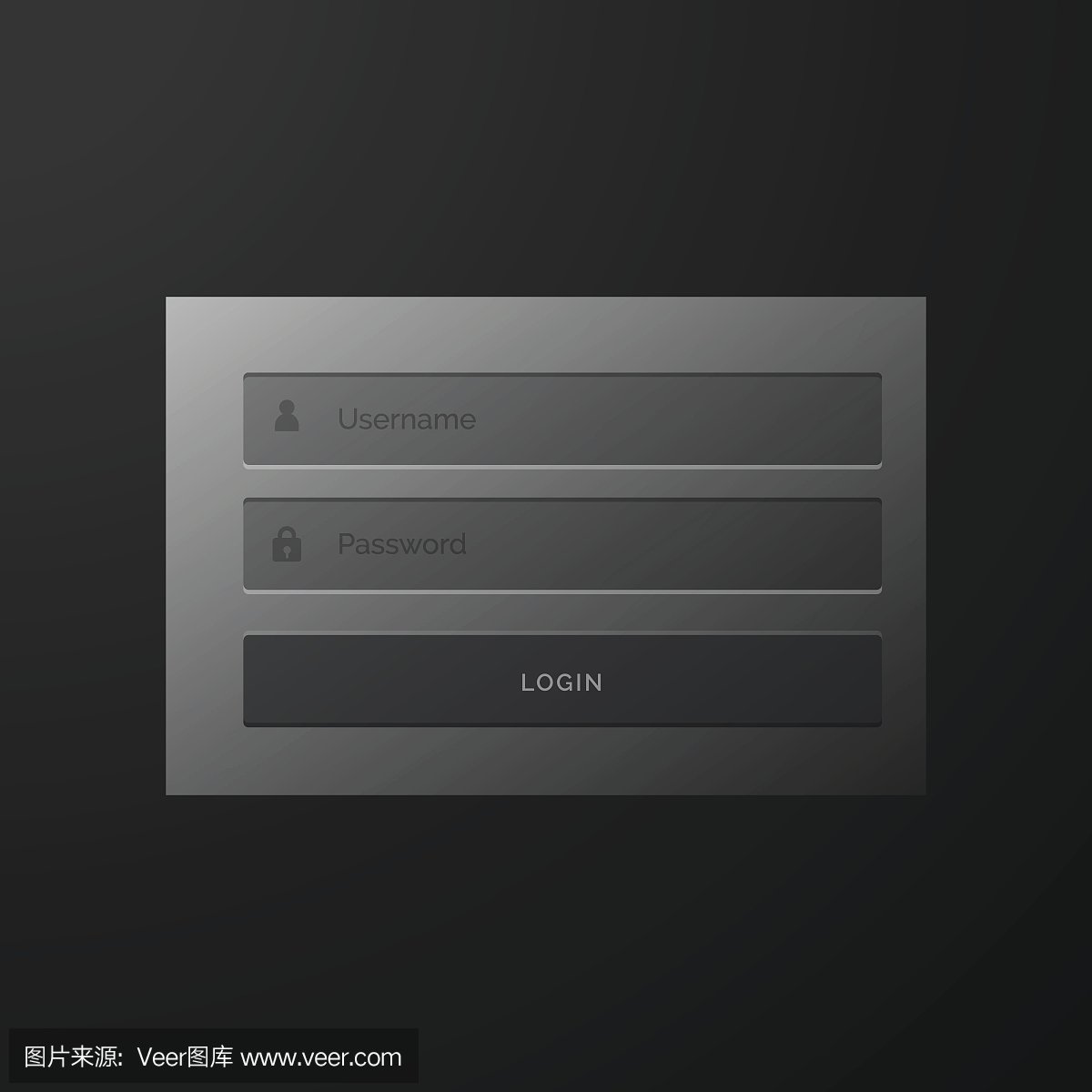 黑暗的黑色登录窗体用户界面模板设计