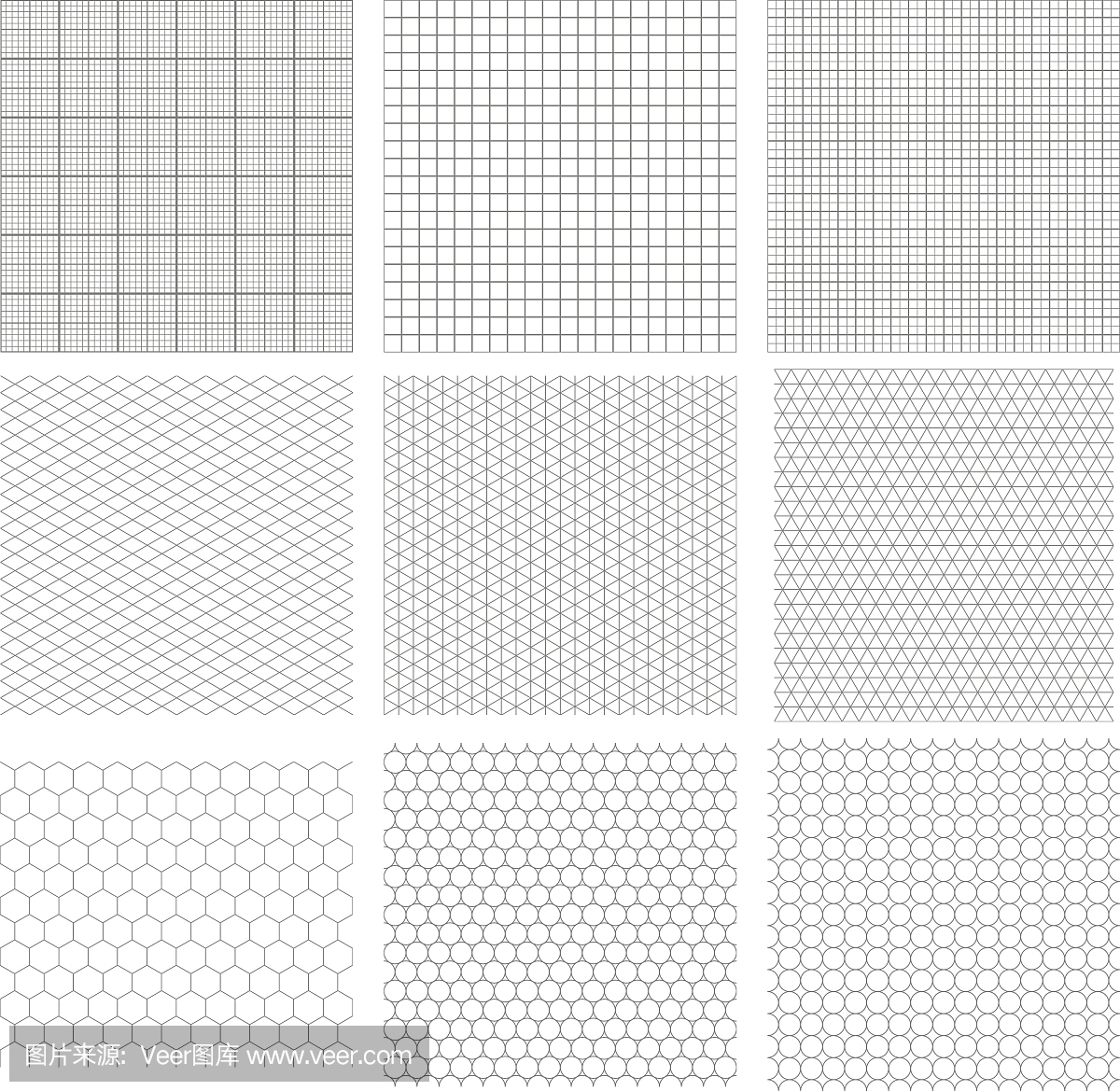 集九个灰色几何网格