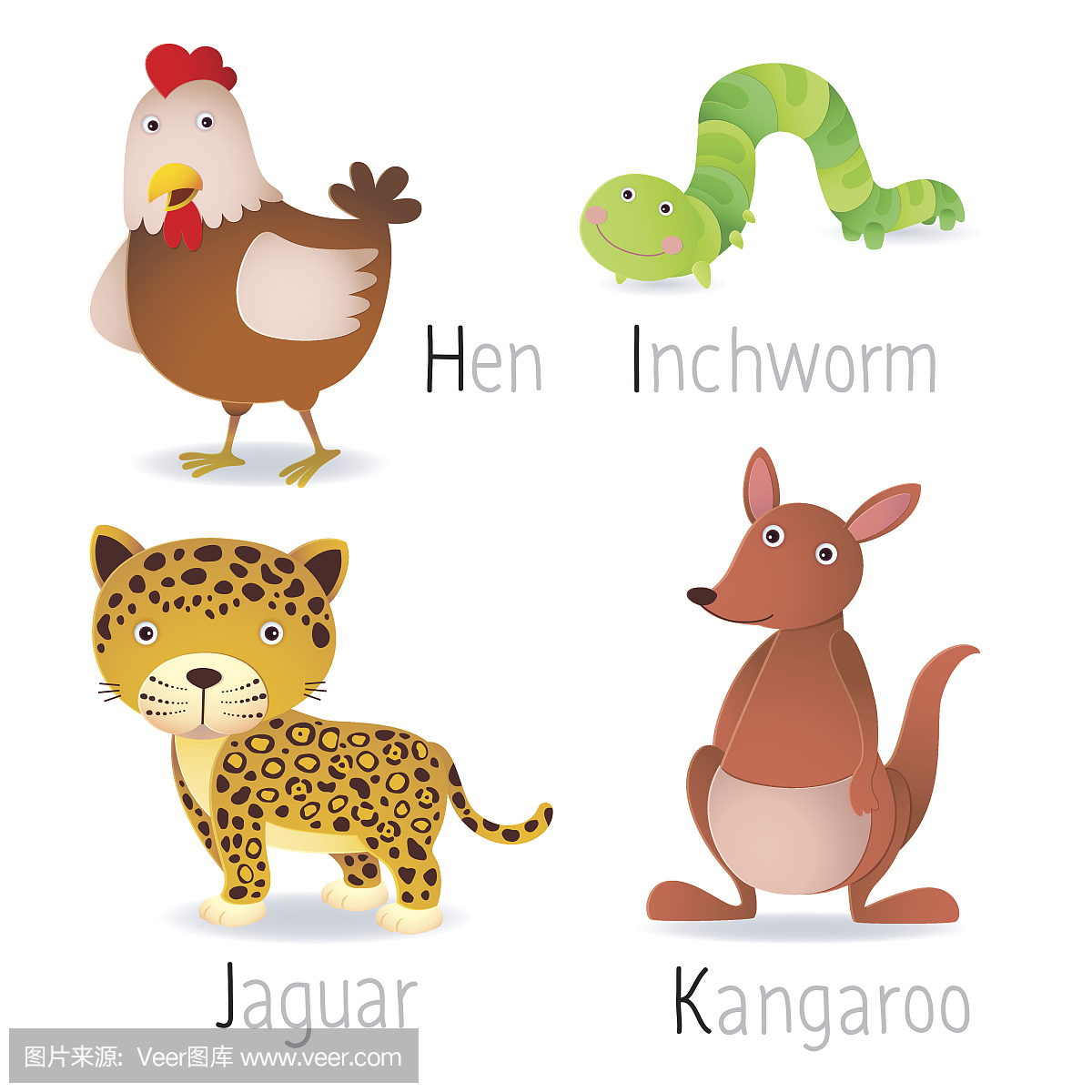 尺蠖,测量黏虫,测量蚯蚓,英文字母J