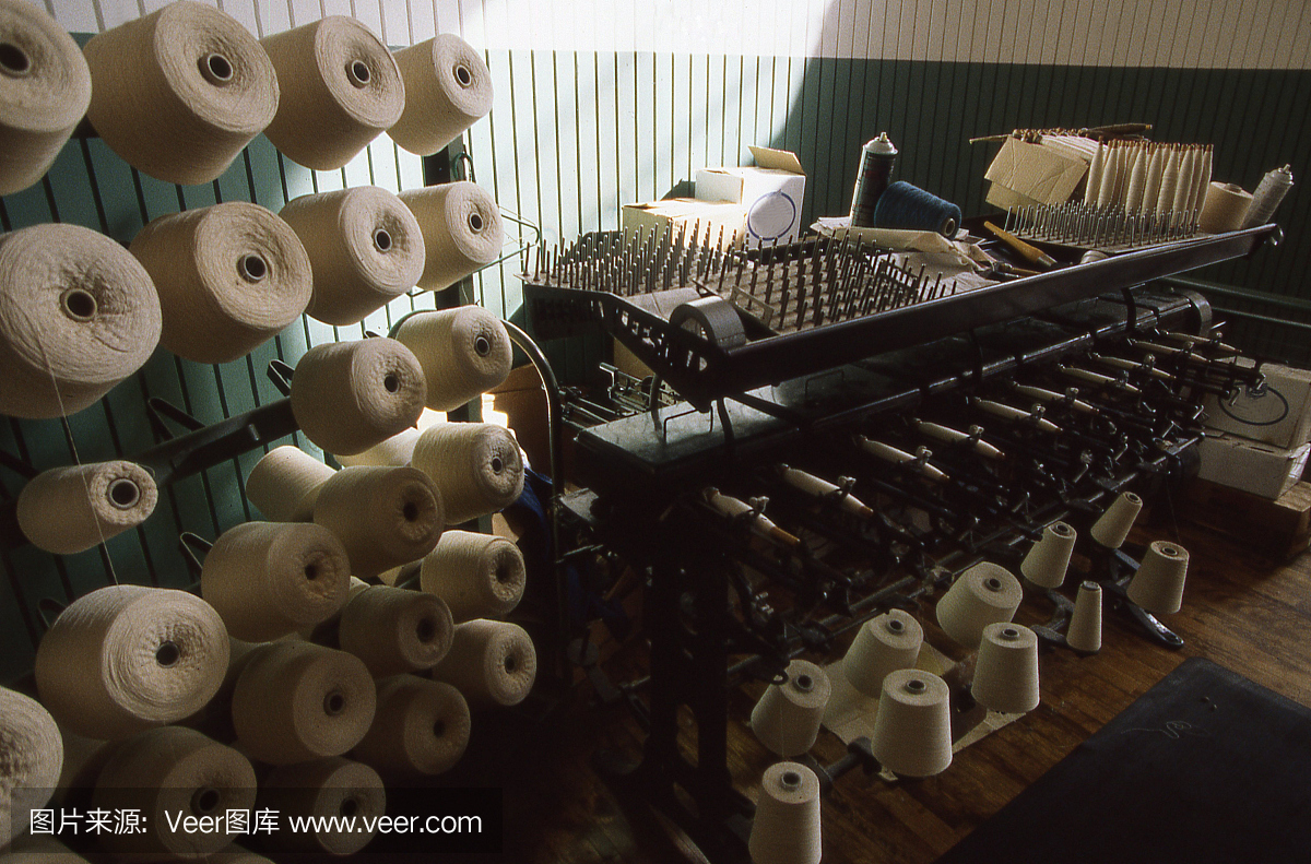 国家历史公园罗威尔马萨诸塞州的古董卷轴棉线
