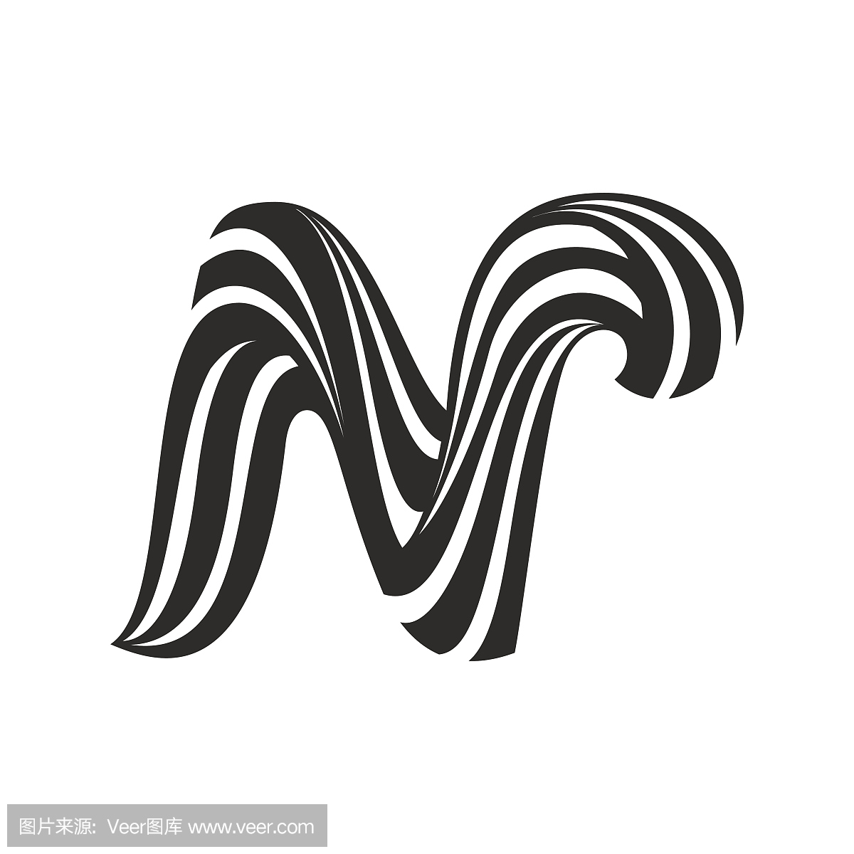 由扭曲线形成的N字母图标。