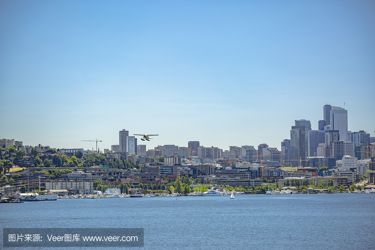 Float plane taking off in Seattle
