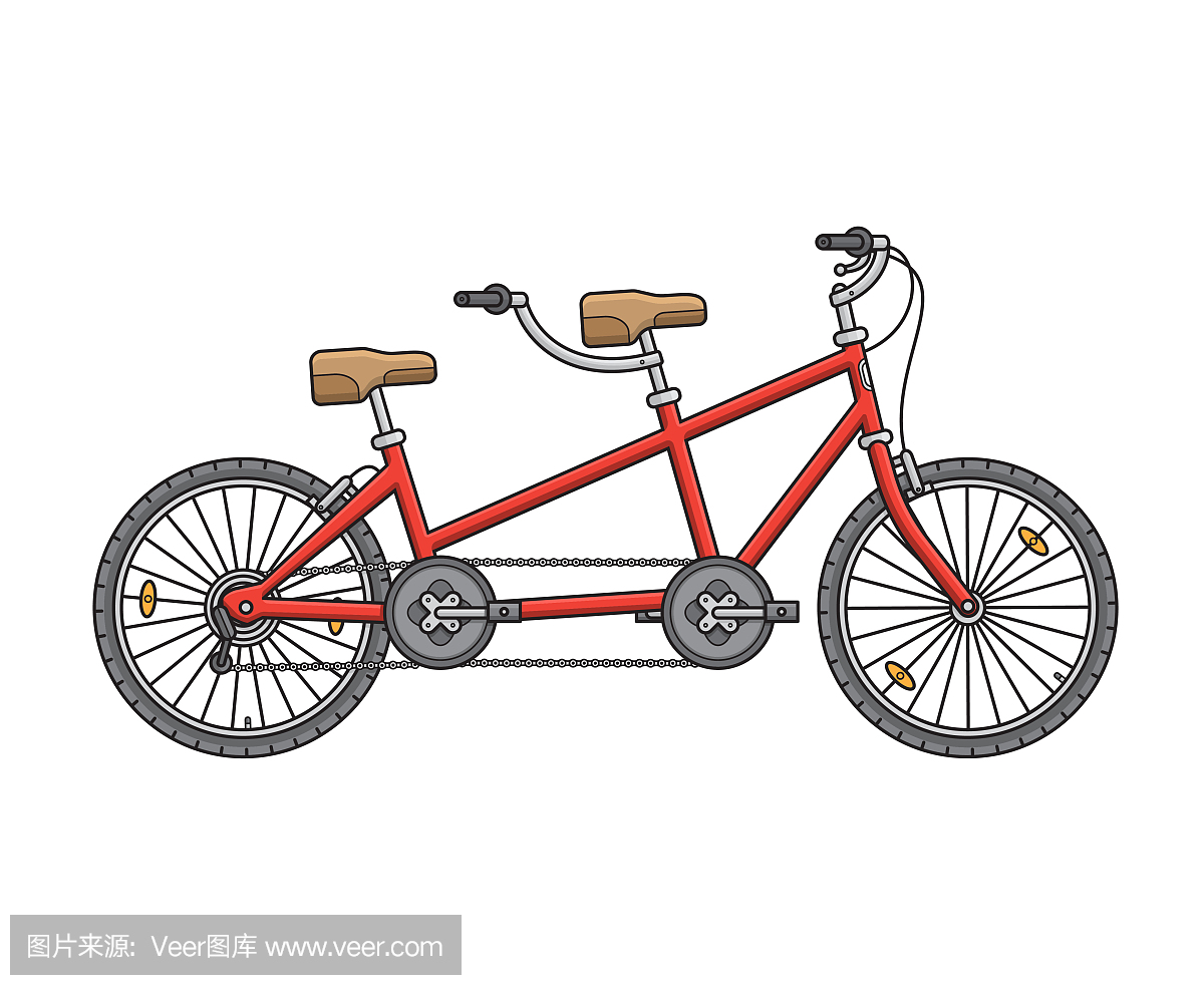 城市双人自行车。矢量图