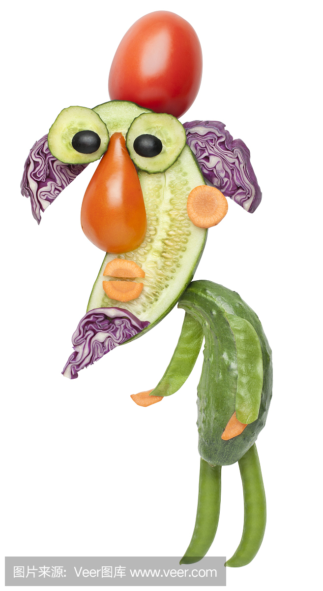 有胡子的有趣蔬菜人的帽子