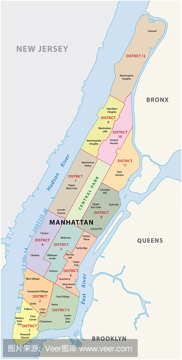 纽约曼哈顿区地图