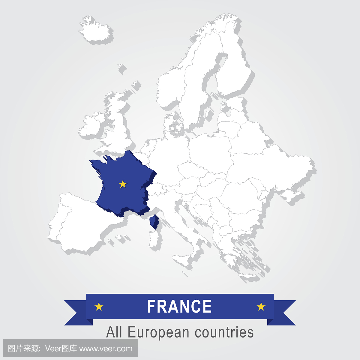 法国。欧洲行政图。