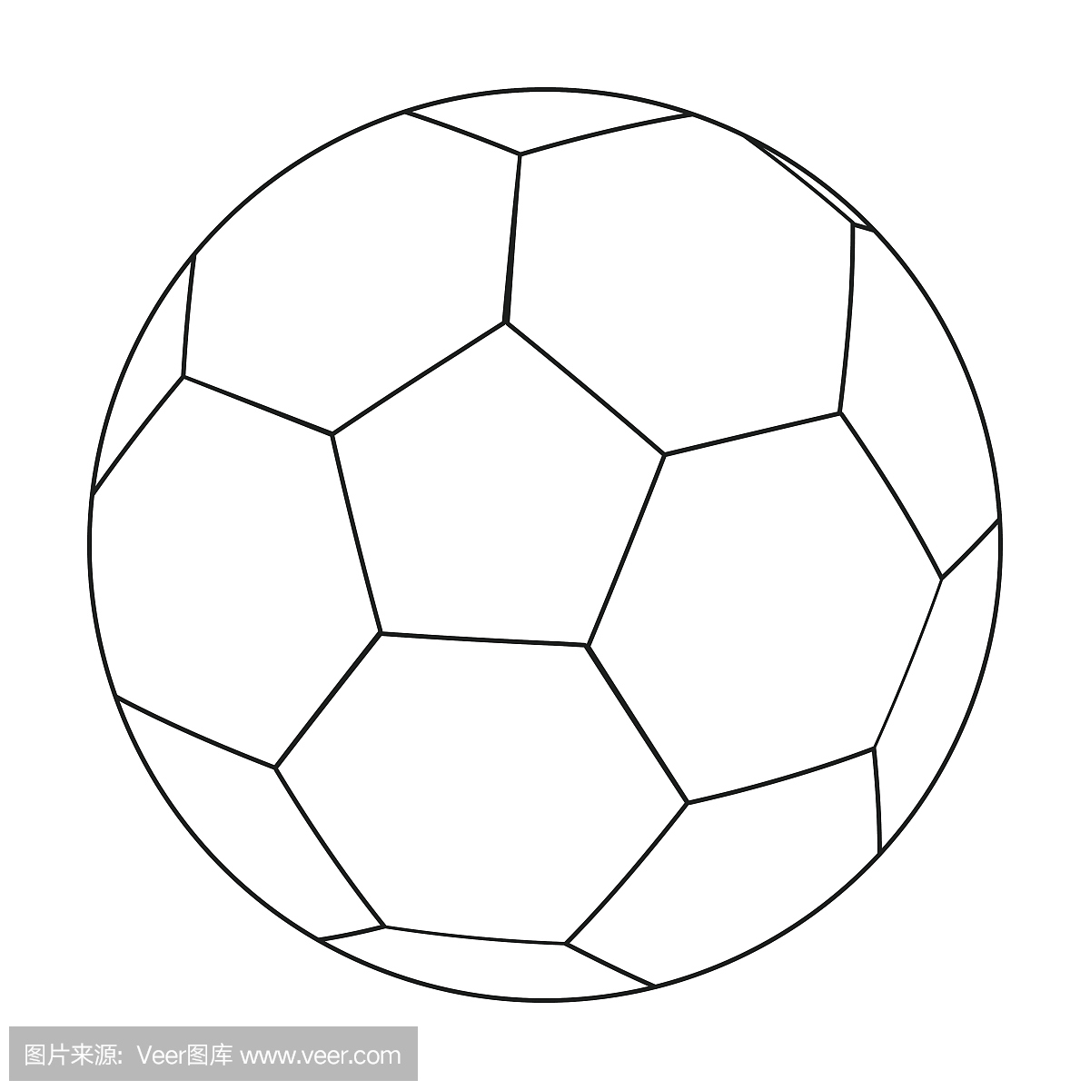 在白色背景孤立的大纲风格的足球图标。英国国