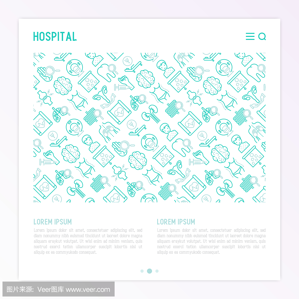 Hospital concept with thin line icons for doctor's