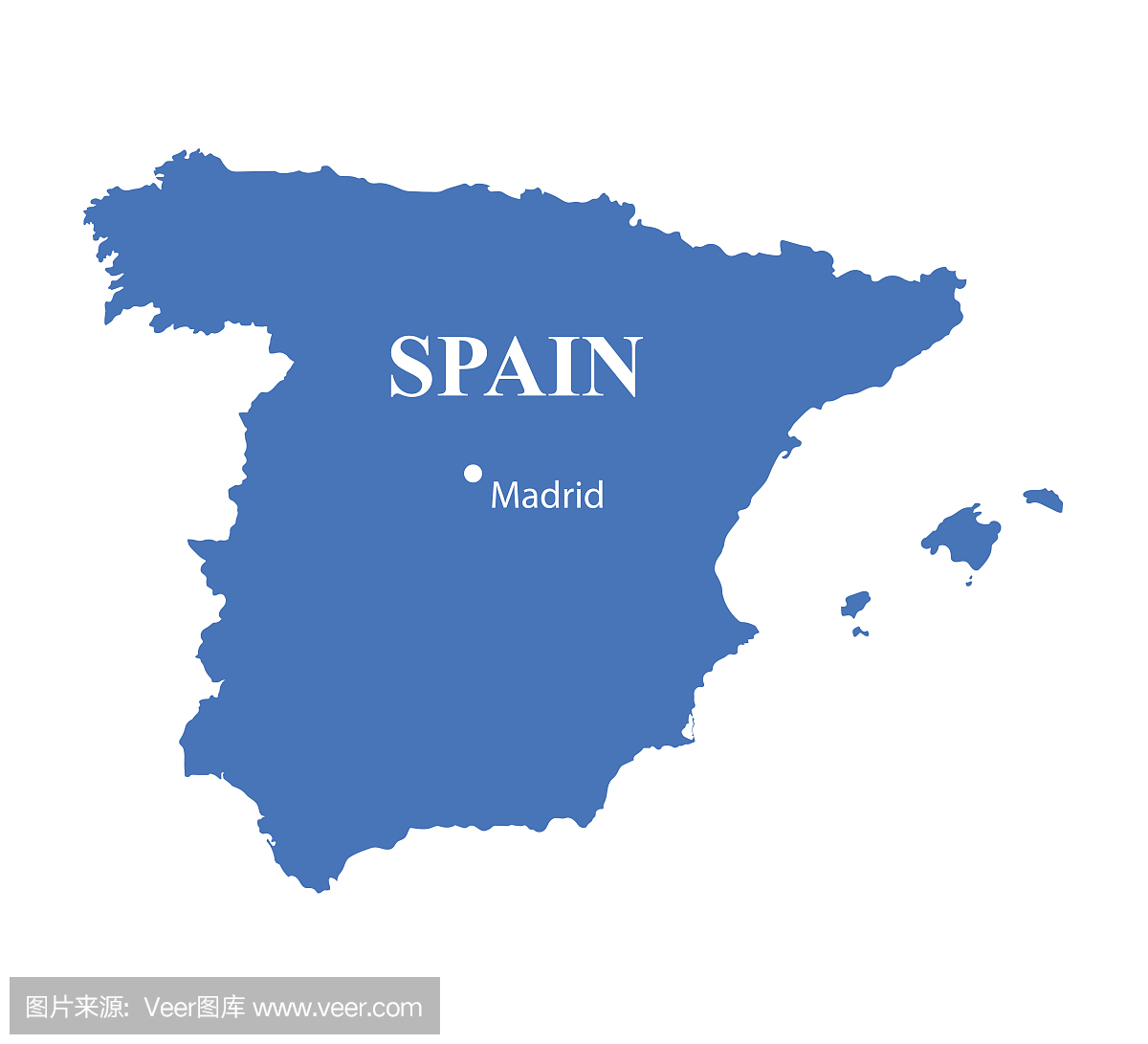 西班牙的蓝色地图与马德里的迹象