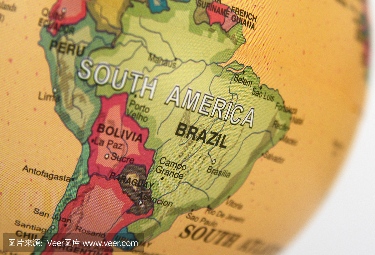 南美洲 - 巴西地图