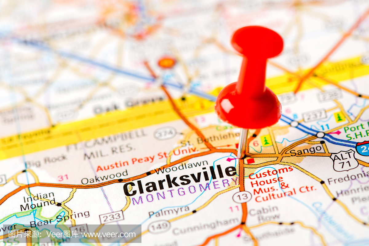 美国首都城市地图系列:克拉克斯维尔,田纳西州
