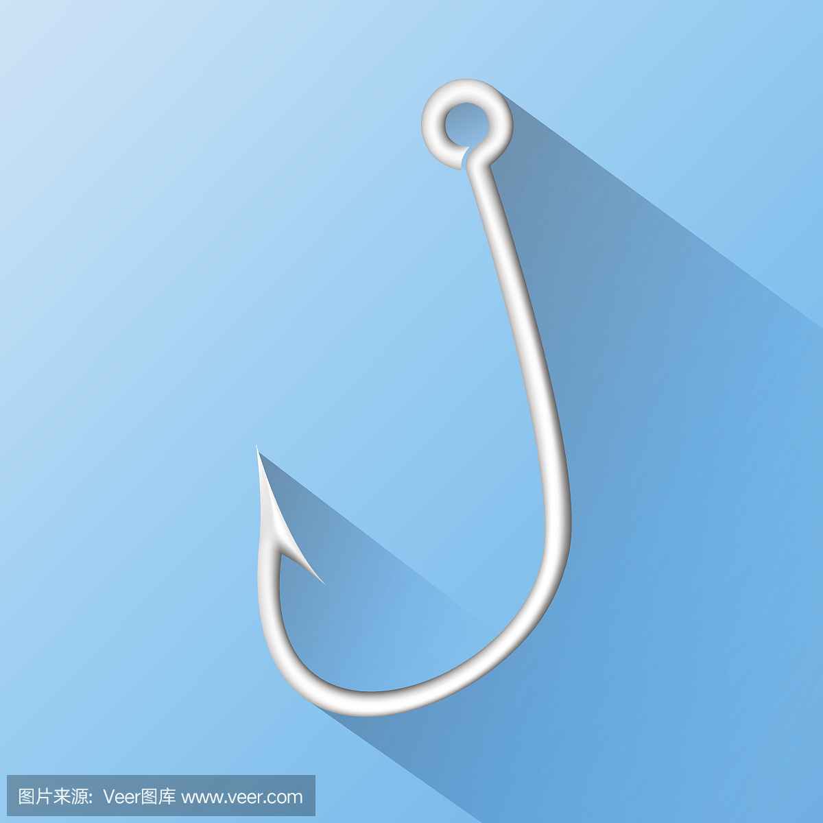鱼钩。平面设计。