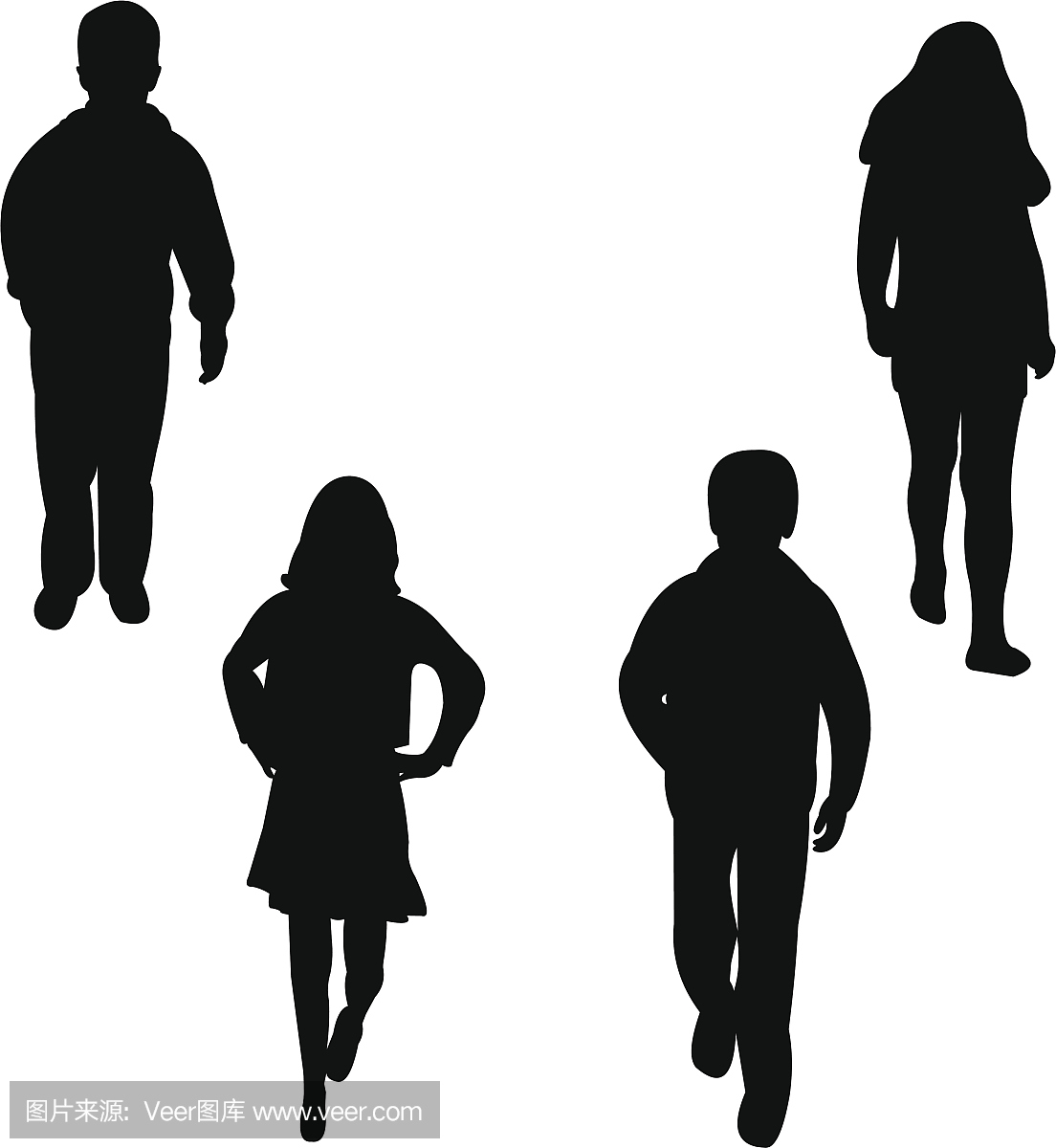 女孩模特儿,儿童和剪影男孩认定女生你表现的图片