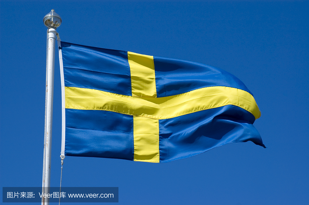 瑞典国旗在微风中飞翔