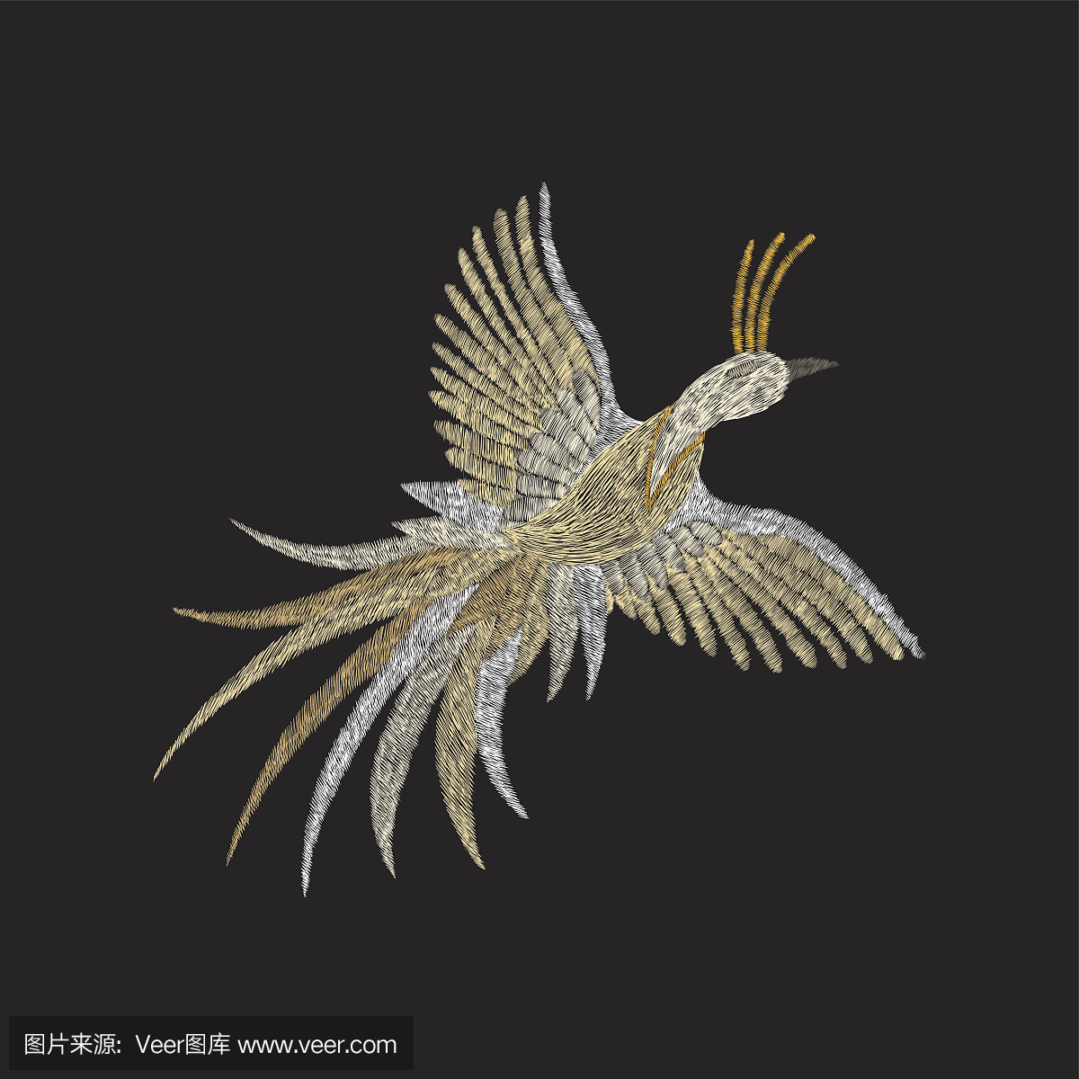 the golden bird. traditional stylish fashionable flo