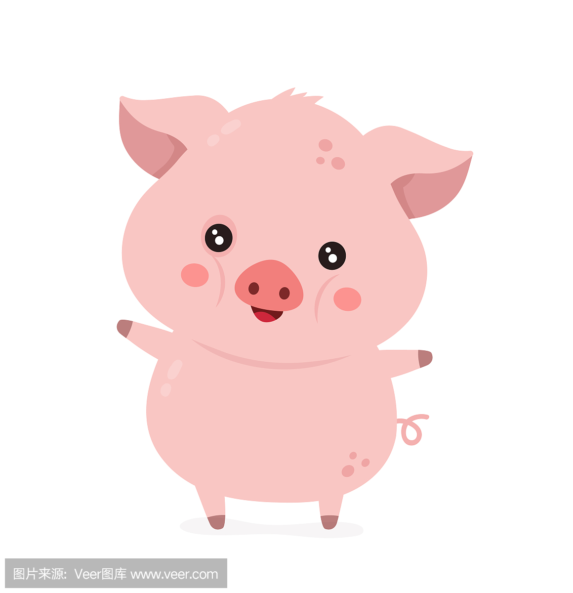 可爱的微笑快乐有趣的小猪