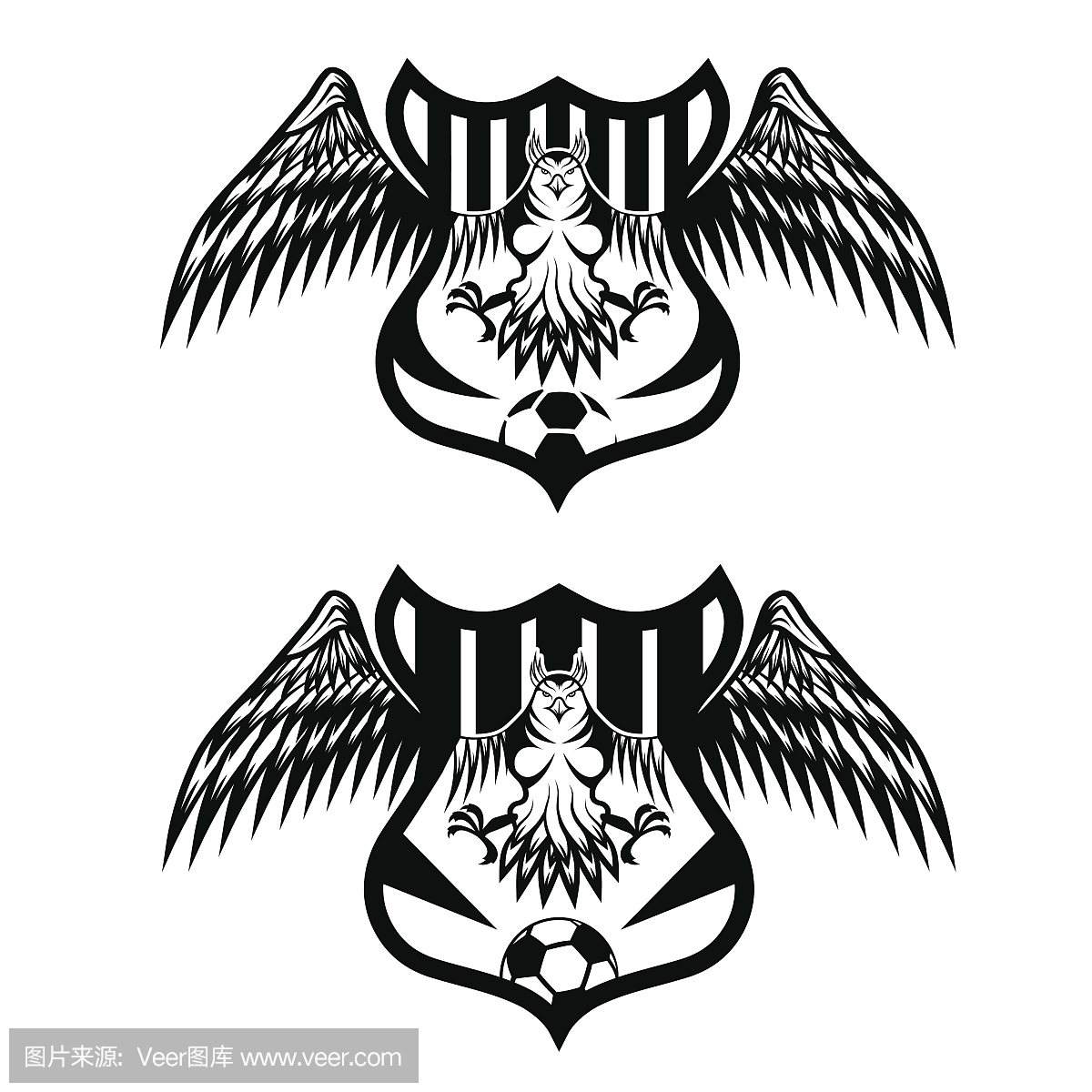 足球队冠设置与老鹰矢量设计模板