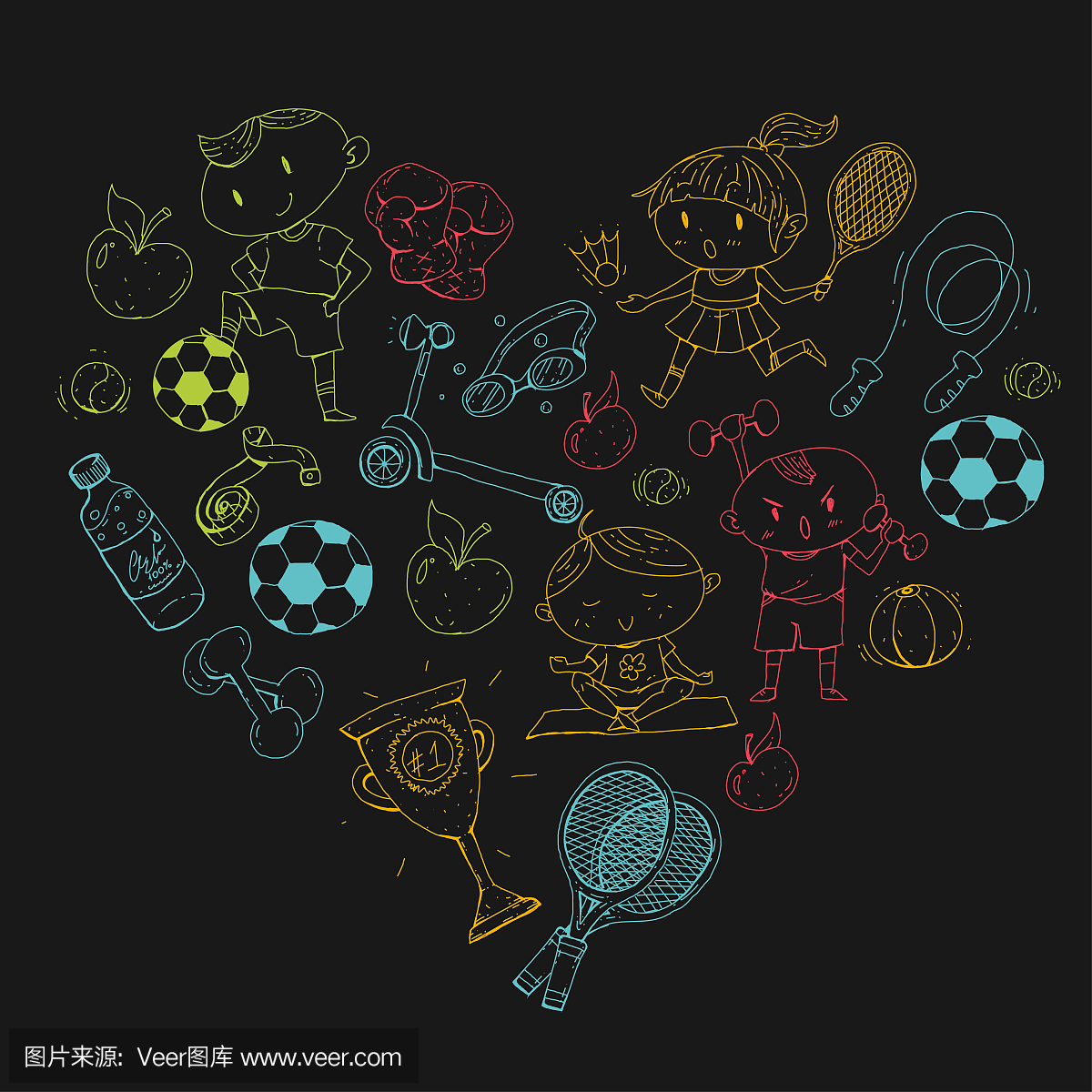 儿童运动。孩子们画画。幼儿园,学校,学院,幼儿