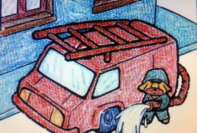 消防车/少儿绘画作品/儿童画/网络美术馆-73kb