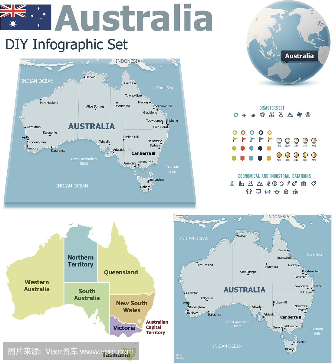 澳大利亚地图与标记