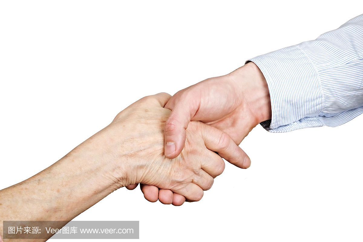 高级女性的手势语言,双手孤立在纯白色背景上