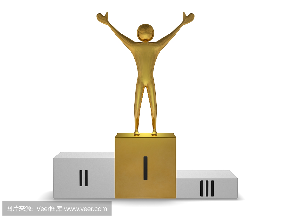 领奖台上的金牌冠军正视图