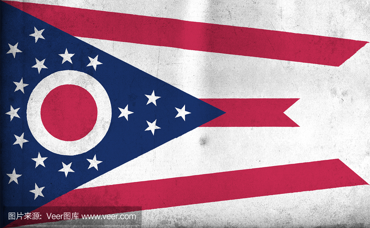美国俄亥俄州的旗帜,具有古老的复古风格