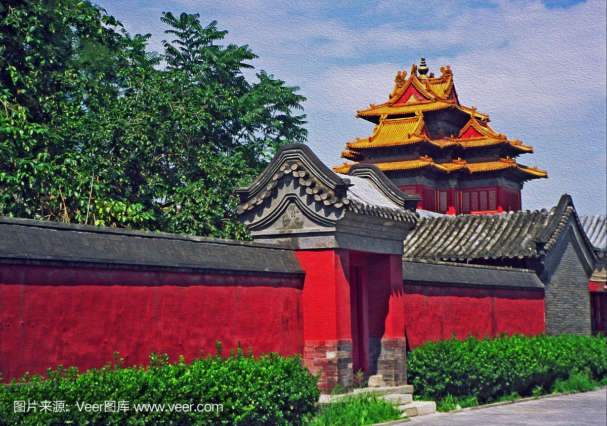 北京紫禁城油画风格化照片