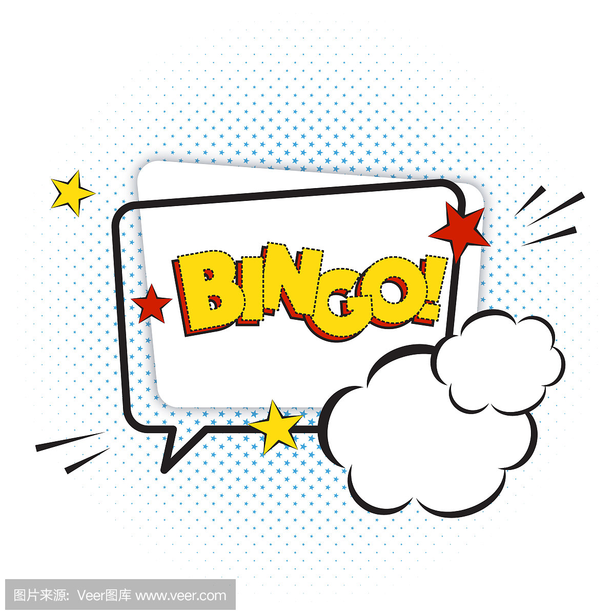 Bingo comic text isolated on white, vector illustr