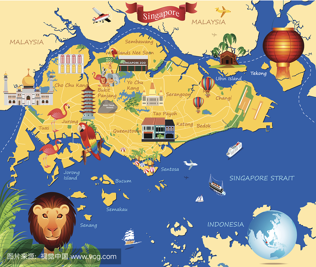 新加坡的卡通地图