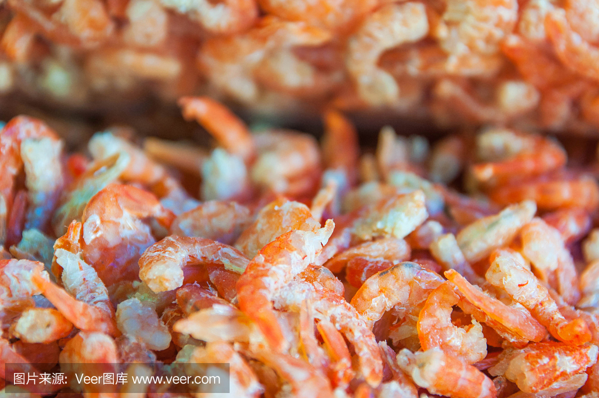 sun dried shrimp for selling at sea food market 