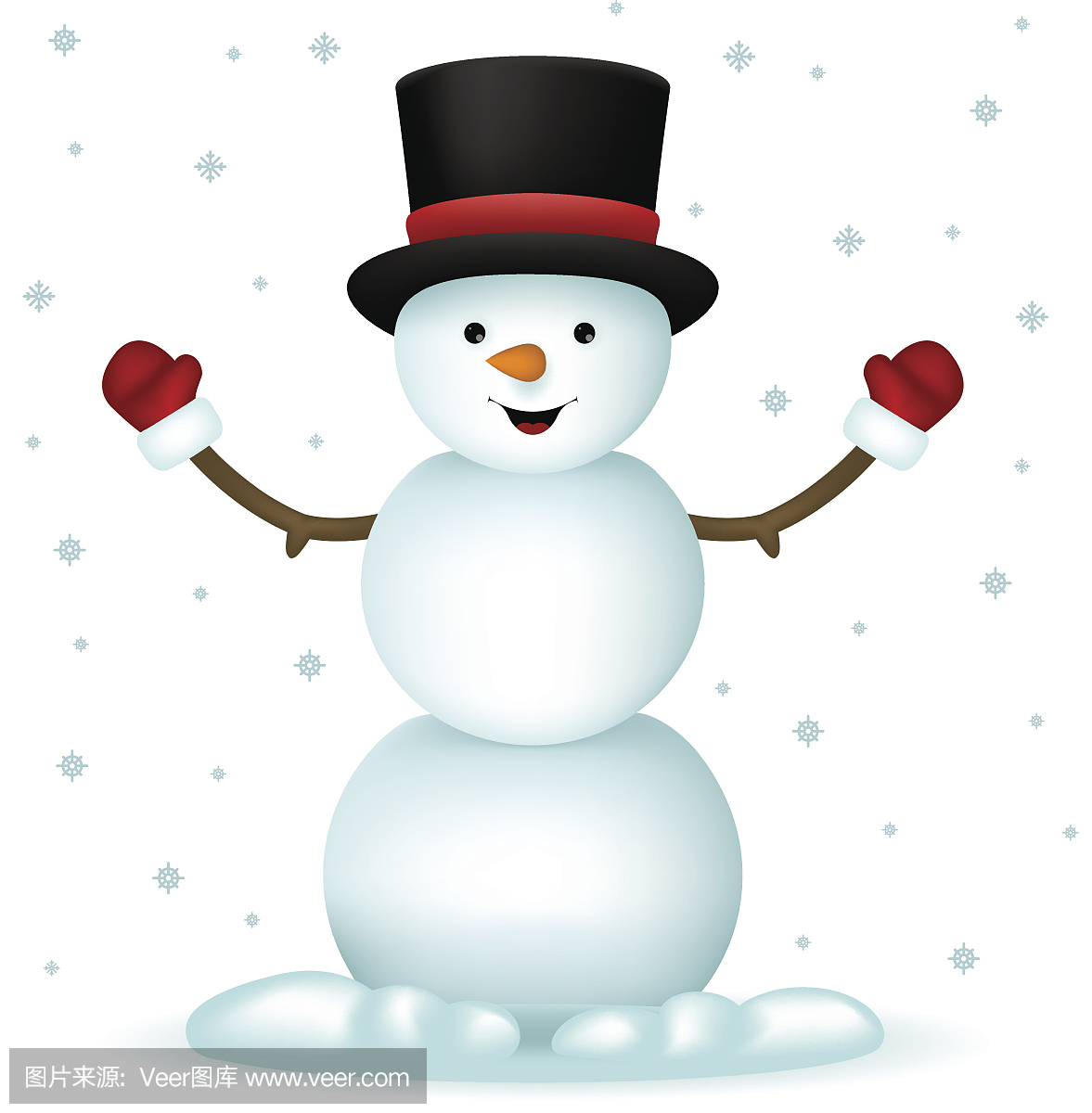 现实雪人快乐卡通新年玩具人物图标孤立
