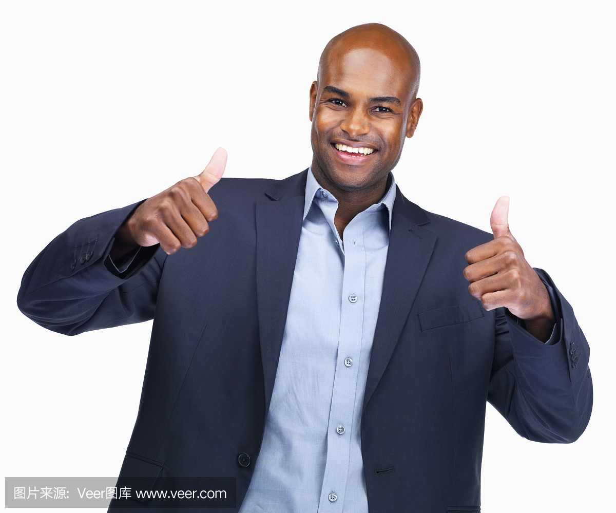 商人用双手打手势竖起大拇指