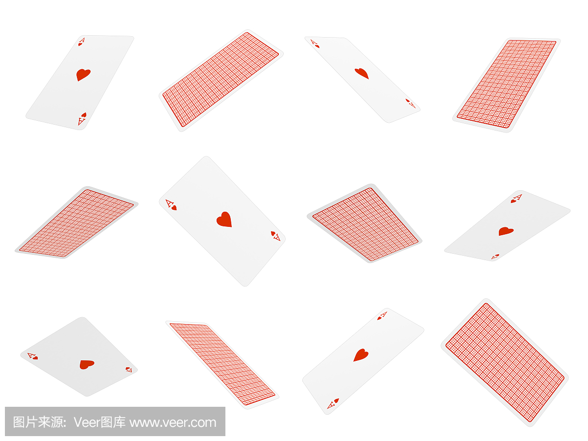 3d在空中飞行的许多纸牌翻译他们全部是心脏
