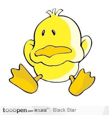 躺着休息的小鸭子卡通插画-+素材公社-19kb